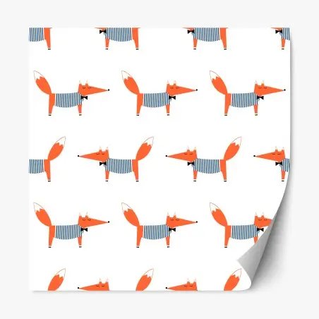 Sticker repositionnable motif renards espiègles à rayures – Wallnifity®