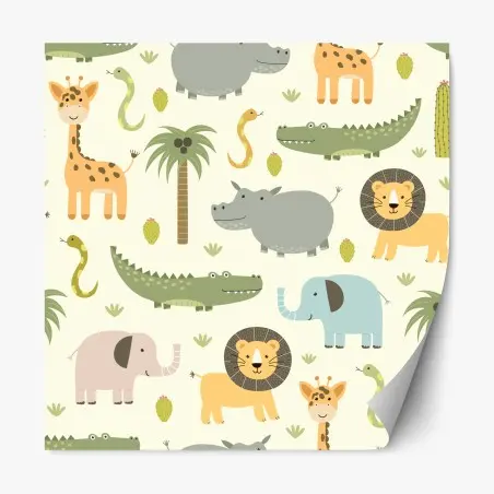 Sticker repositionnable motif safari coloré pour chambre d'enfant – Wallnifity®