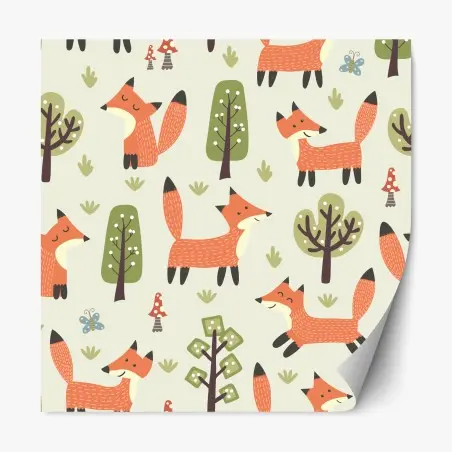 Sticker repositionnable motif renard de la forêt pour chambre d'enfant – Wallnifity®