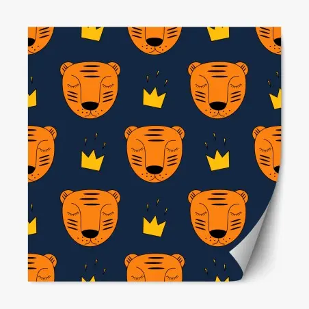 Sticker repositionnable tête de tigre royale sur fond bleu – Wallnifity®