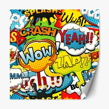 Sticker repositionnable décor pop art d'onomatopées colorées – Wallnifity®