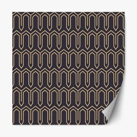 Sticker repositionnable motif art déco doré sur fond bleu marine – Wallnifity®