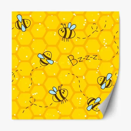 Sticker repositionnable motif d'abeilles et alvéoles jaune vif – Wallnifity®
