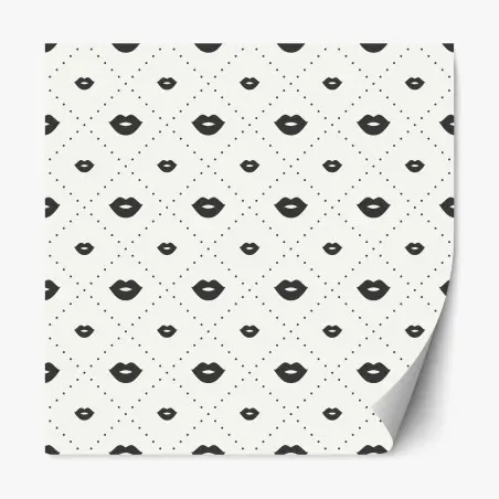 Sticker repositionnable motif lèvres minimalistes en noir et blanc – Wallnifity®