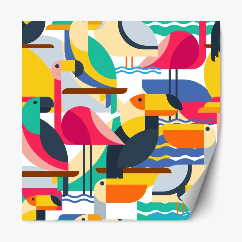 Sticker repositionnable oiseaux tropicaux géométriques colorés – Wallnifity® Sticker repositionnable oiseaux tropicaux géométriques colorés – Wallnifity®