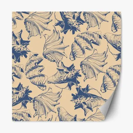 Sticker repositionnable motif coquillages marins rétro – Wallnifity®