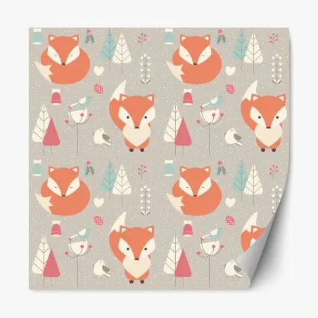 Sticker repositionnable motif renard scandinave pour chambre d'enfant – Wallnifity®