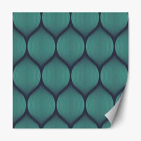 Sticker repositionnable motif géométrique turquoise et bleu marine – Wallnifity®