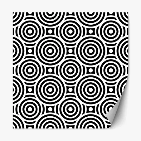 Sticker repositionnable motif géométrique à cercles concentriques noir et blanc – Wallnifity®