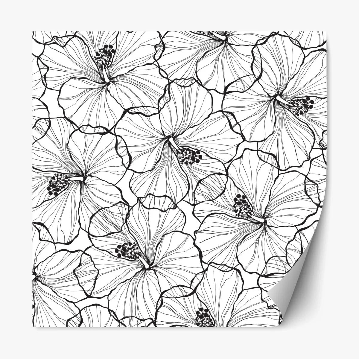 Sticker repositionnable motif floral graphique noir et blanc pour décoration murale – Wallnifity® Sticker repositionnable motif floral graphique noir et blanc pour décoration murale – Wallnifity®