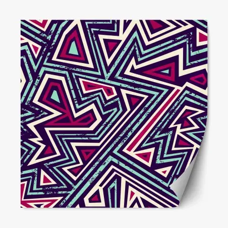 Sticker repositionnable motif géométrique rétro aux triangles colorés – Wallnifity®