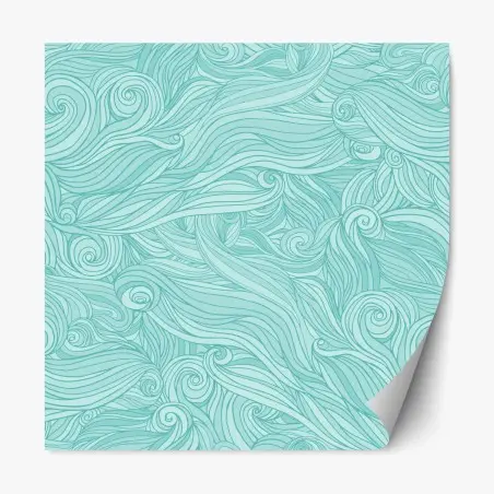 Sticker repositionnable motif aquatique ondulant turquoise – Wallnifity®