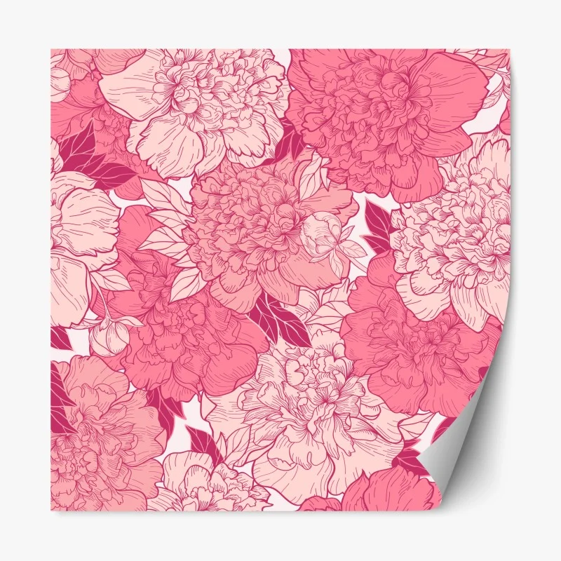 Sticker repositionnable pivoines roses élégantes – Wallnifity®