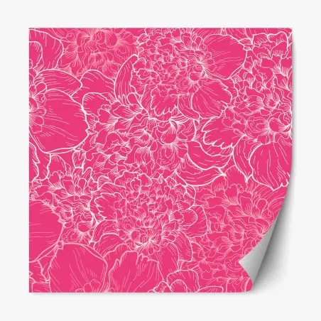 Sticker repositionnable motif floral de pivoines rose et blanc – Wallnifity®