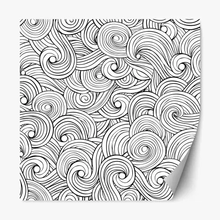 Sticker repositionnable motif tourbillonnant abstrait en noir et blanc – Wallnifity®