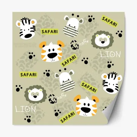 Sticker repositionnable motif safari mignon pour chambre d'enfant – Wallnifity®
