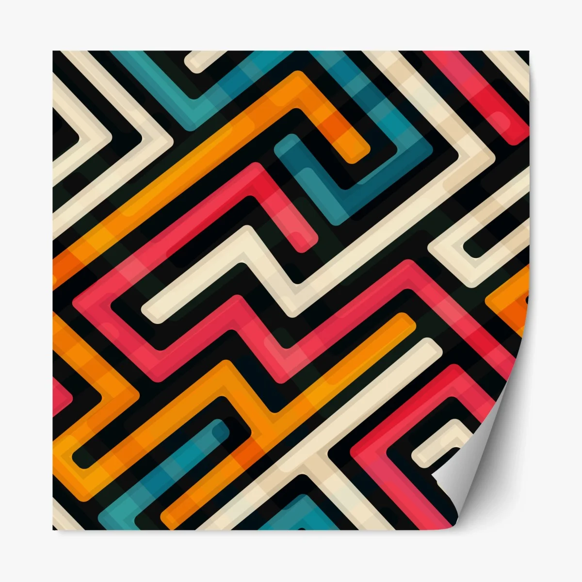 Sticker repositionnable motif labyrinthe géométrique rétro coloré – Wallnifity® Sticker repositionnable motif labyrinthe géométrique rétro coloré – Wallnifity®