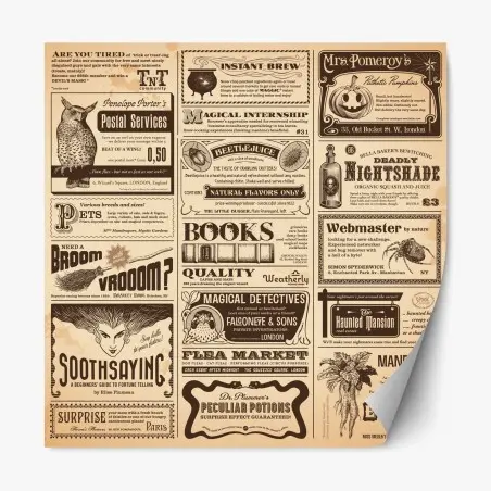 Sticker repositionnable affiche vintage de curiosités magiques – Wallnifity®