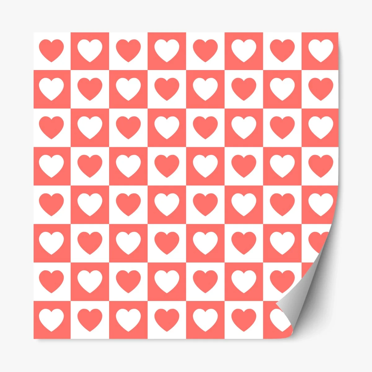 Sticker repositionnable motif damier de cœurs corail – Wallnifity® Sticker repositionnable motif damier de cœurs corail – Wallnifity®