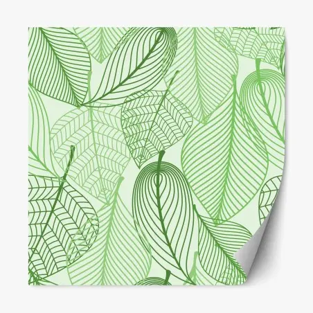 Sticker repositionnable motif feuilles graphiques vertes – Wallnifity®