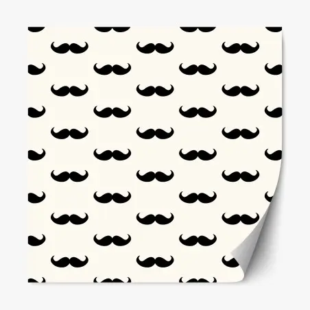 Sticker repositionnable motif moustaches rétro noir et blanc – Wallnifity®