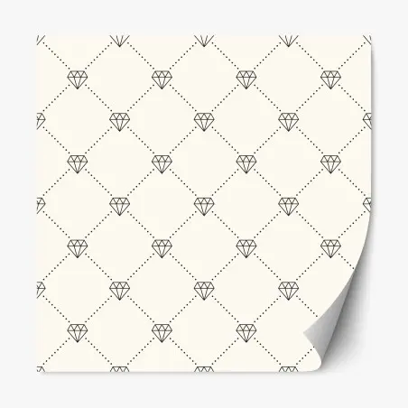 Sticker repositionnable motif diamant minimaliste sur fond beige – Wallnifity®