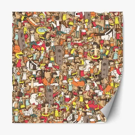 Sticker repositionnable scène estivale animée et colorée – Wallnifity®