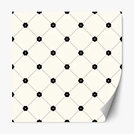 Sticker repositionnable motif floral géométrique noir et blanc – Wallnifity®
