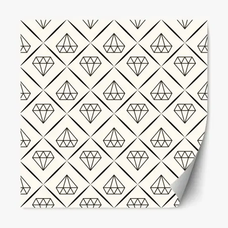 Sticker repositionnable motif diamant géométrique noir et blanc – Wallnifity®