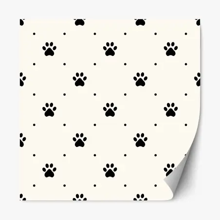 Sticker repositionnable motif pattes de chien minimaliste sur fond crème – Wallnifity®