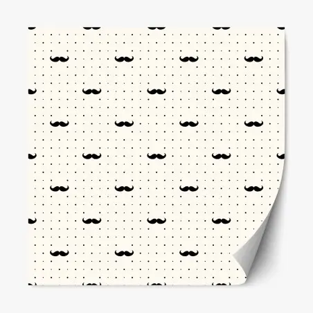 Sticker repositionnable motif moustaches rétro noir et blanc – Wallnifity®