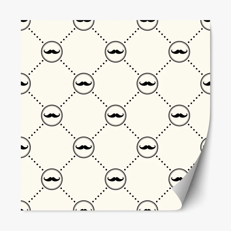 Sticker repositionnable motif moustaches rétro en réseau – Wallnifity®
