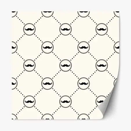 Sticker repositionnable motif moustaches rétro en réseau – Wallnifity®