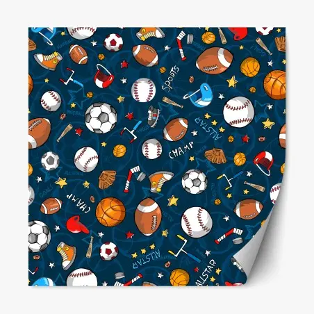 Sticker repositionnable motif sportif coloré: ballons et accessoires – Wallnifity®