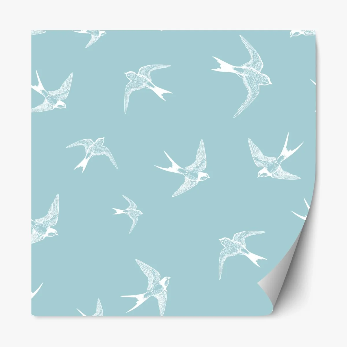 Sticker repositionnable motif d'hirondelles en vol sur fond bleu pastel – Wallnifity® Sticker repositionnable motif d'hirondelles en vol sur fond bleu pastel – Wallnifity®