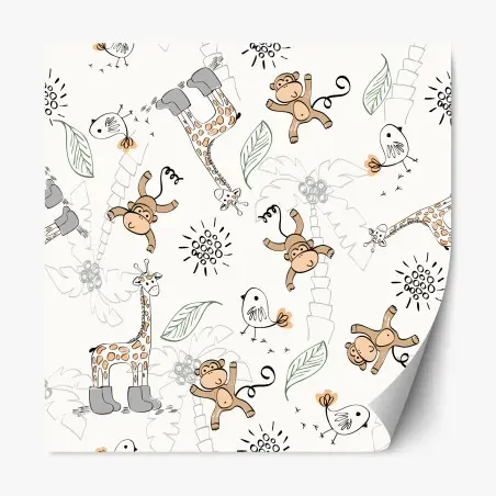 Sticker repositionnable motif jungle mignon pour chambre d'enfant – Wallnifity®