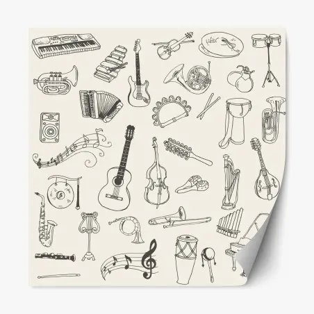 Sticker repositionnable collection d'instruments de musique dessinés à la main – Wallnifity®