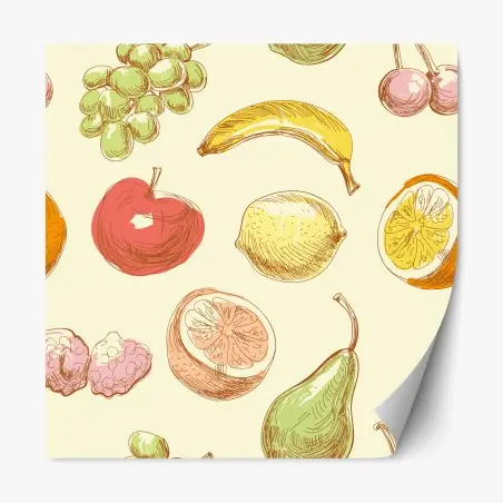 Sticker repositionnable motif de fruits croquis colorés – Wallnifity®