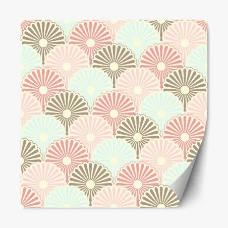 Sticker repositionnable motif floral rétro aux pastels délicats – Wallnifity®