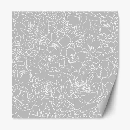 Sticker repositionnable motif floral monochrome élégant – Wallnifity®