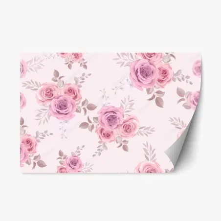 Sticker repositionnable motif floral de roses pastel – Wallnifity®