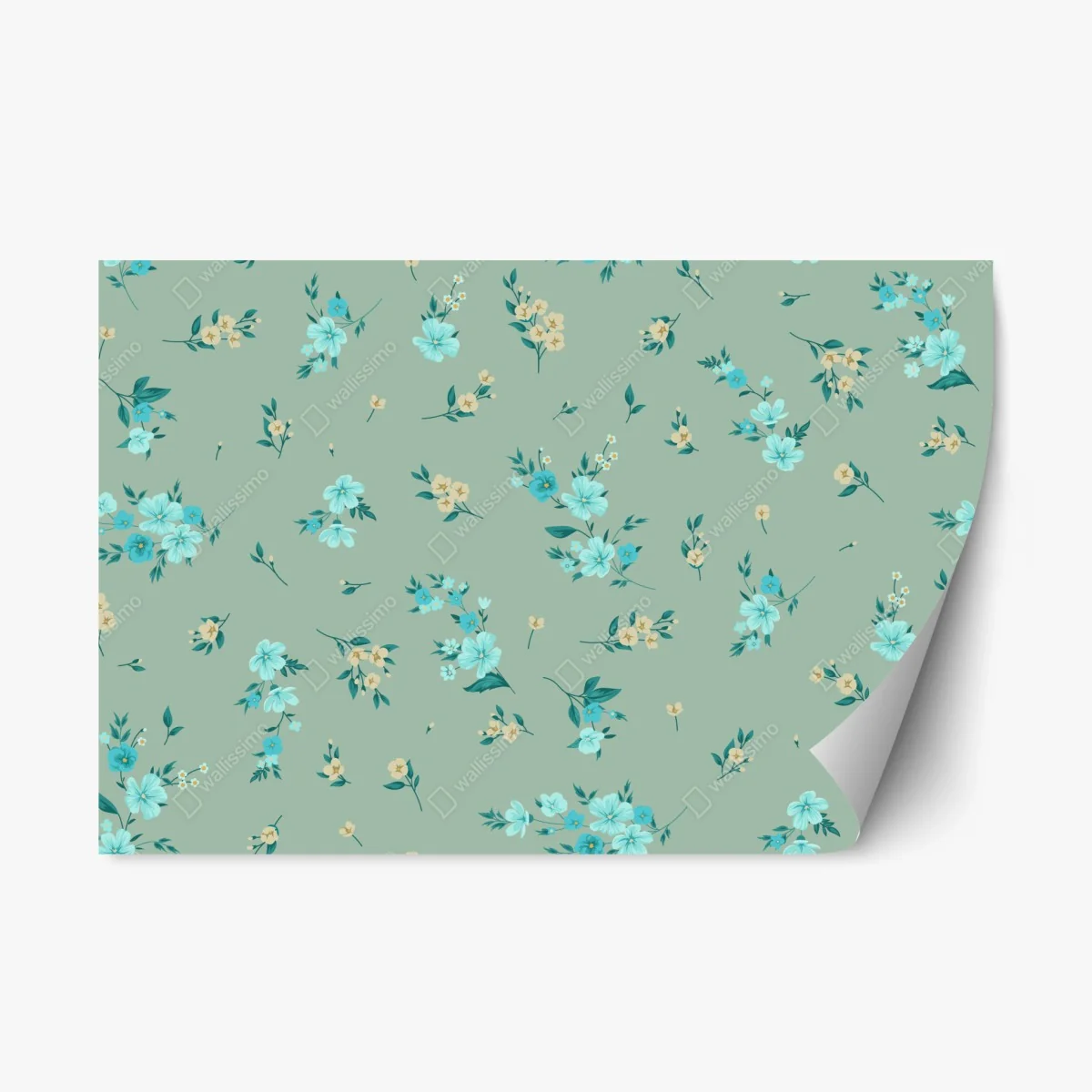 Sticker repositionnable motif floral menthe et turquoise – Wallnifity® Sticker repositionnable motif floral menthe et turquoise – Wallnifity®