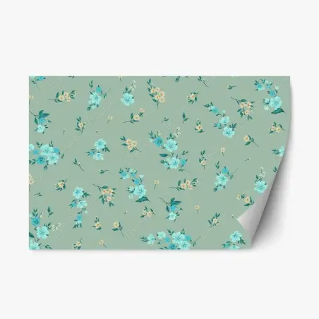 Sticker repositionnable motif floral menthe et turquoise – Wallnifity®