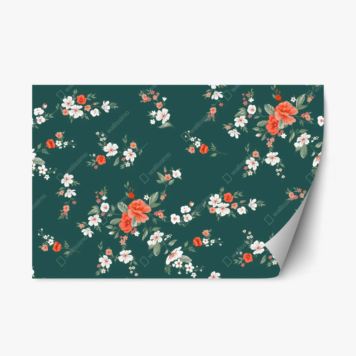 Sticker repositionnable élégant motif floral corail sur fond vert – Wallnifity® Sticker repositionnable élégant motif floral corail sur fond vert – Wallnifity®