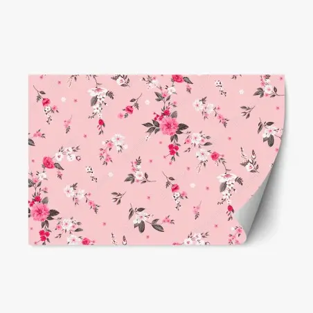 Sticker repositionnable douceur florale rose et blanche – Wallnifity®