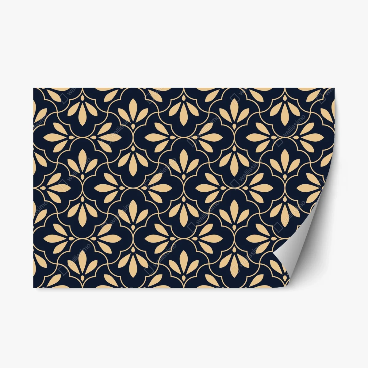 Sticker repositionnable motif floral géométrique bleu marine et beige – Wallnifity® Sticker repositionnable motif floral géométrique bleu marine et beige – Wallnifity®