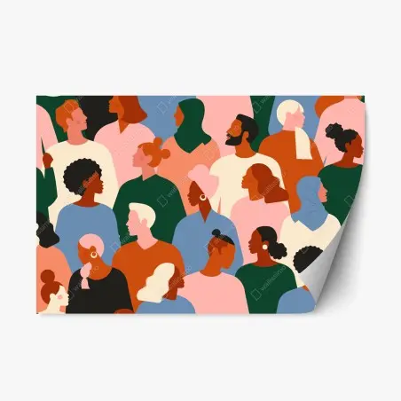 Sticker repositionnable visages de la diversité – Wallnifity®