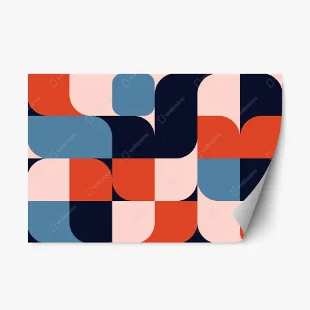 Sticker repositionnable motif géométrique rétro aux formes arrondies et palette vive – Wallnifity®