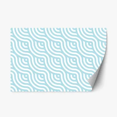 Sticker repositionnable motif géométrique ondulé bleu et blanc – Wallnifity®