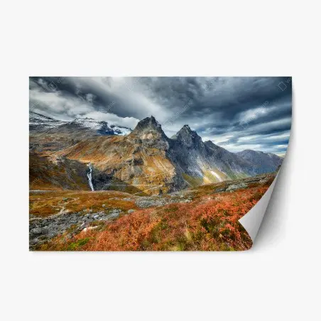 Sticker repositionnable paysage d'automne dramatique en montagne – Wallnifity®